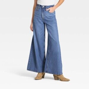 Highest-Rise Palazzo Wide Leg Jeans - Vintage Medium Wash Size 4 NWT